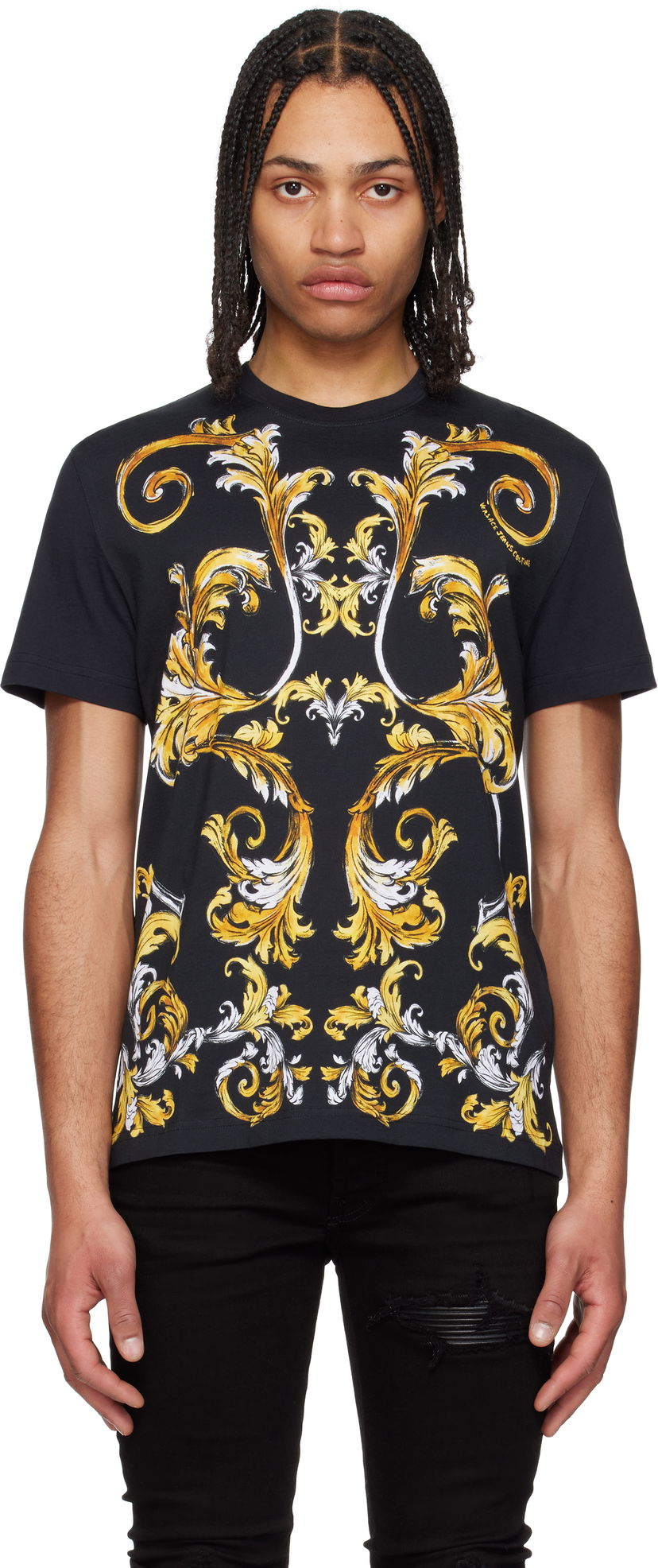 T-shirt Versace Versace Jeans Couture Barocco Outline T-Shirt Sort | E78GAH6SB_EJS461