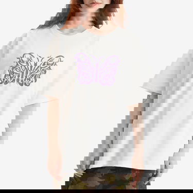 T-shirt Needles Kae Tanaka Crew Neck T-Shirt with Butterfly Graphic Hvid | QV433-A, 2