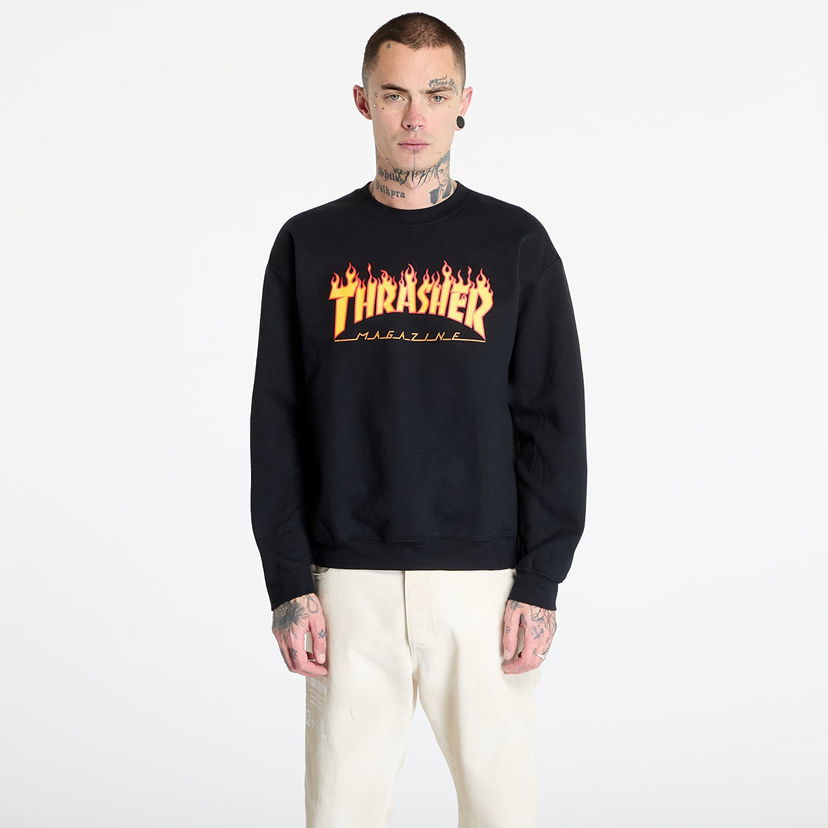 Sweatshirt Thrasher Flame Crewneck Sweatshirt Sort | 145494