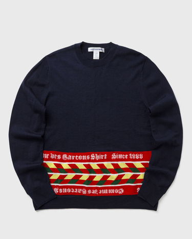 Sweater Comme des Garçons Striped Crewneck Knitted Sweater Mørkeblå | FP-N002-W25-2, 1