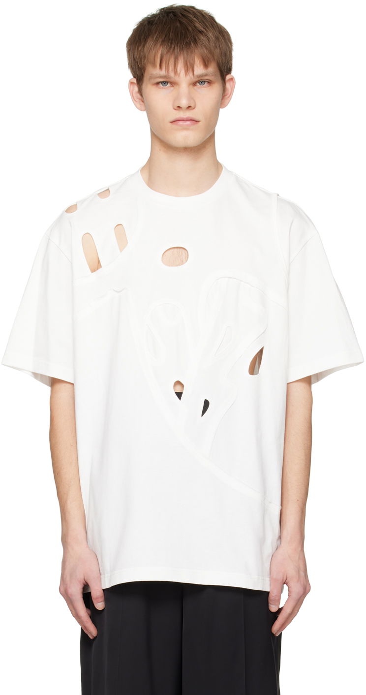 T-shirt Feng Chen Wang Feng Chen Wang Cutout T-Shirt Hvid | FUS15TS01