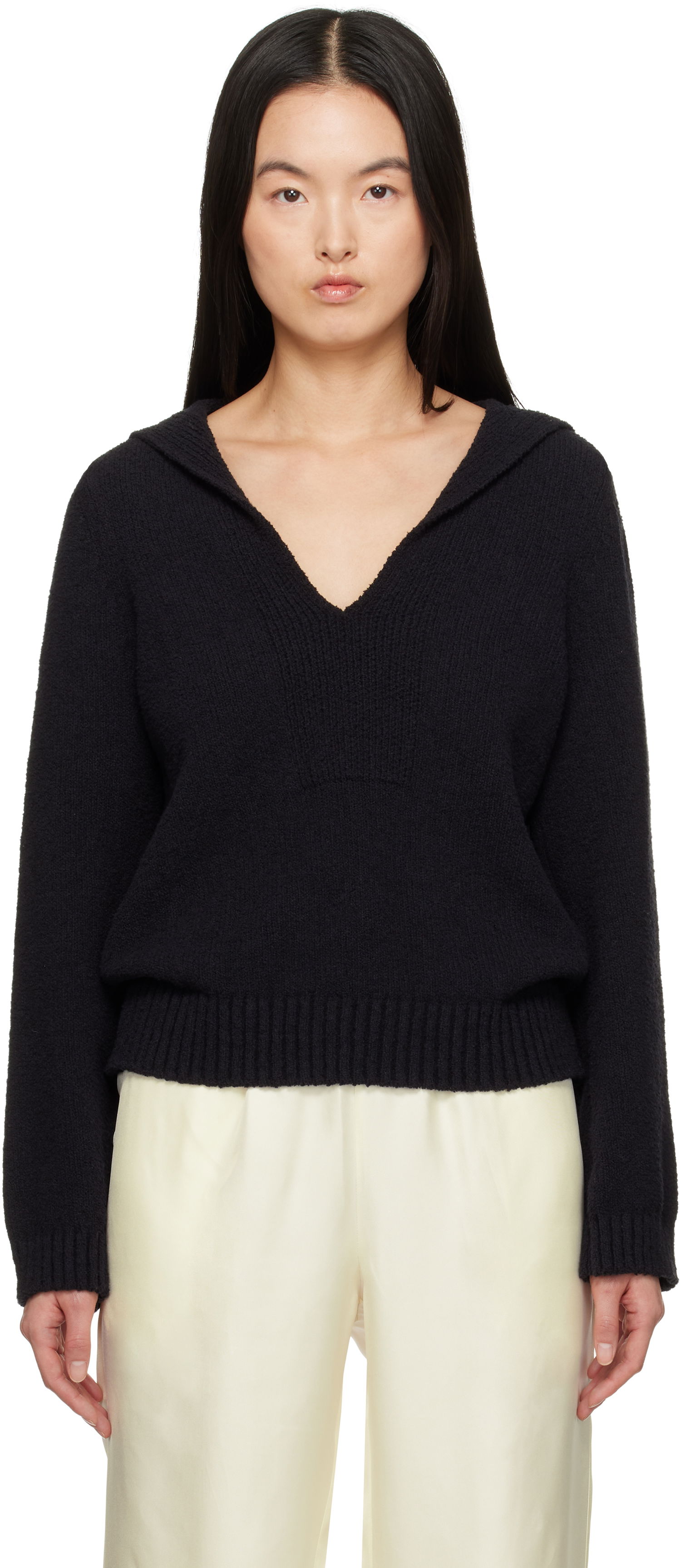Sweater Loulou de Saison Loulou de Saison Bahia Knit Sweater Sort | BAHIA, 0