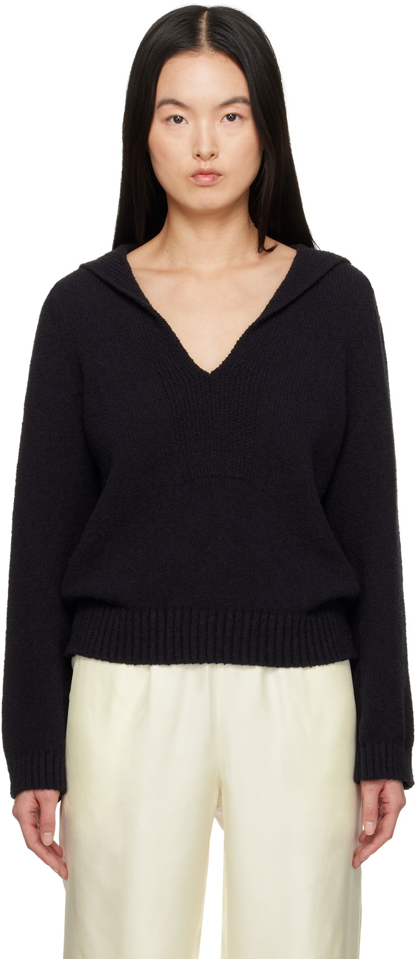 Sweater Loulou de Saison Loulou de Saison Bahia Knit Sweater Sort | BAHIA