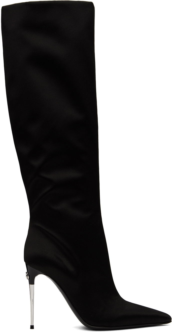 Sneakers og sko Dolce & Gabbana Tall Satin Boots Sort | CU1126 A7630, 0
