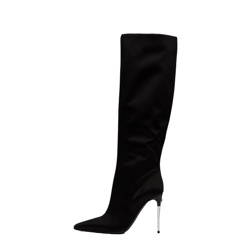 Sneakers og sko Dolce & Gabbana Tall Satin Boots Sort | CU1126 A7630