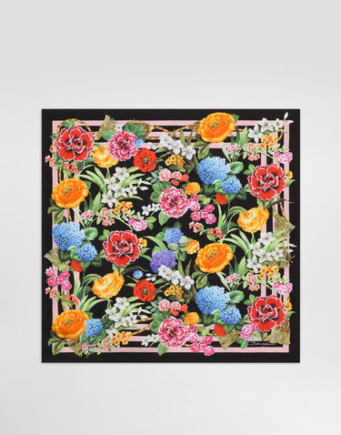 Tørklæde Dolce & Gabbana Dolce & Gabbana Floral-Print Silk Twill Square Scarf Sort | FN092RGDCV8H45KU, 0