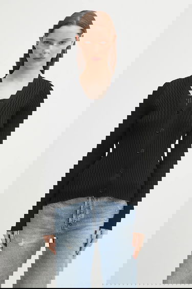 Sweater Anine Bing Matheo Ribbed V-Neck Cardigan Sort | A.09.10942, 0
