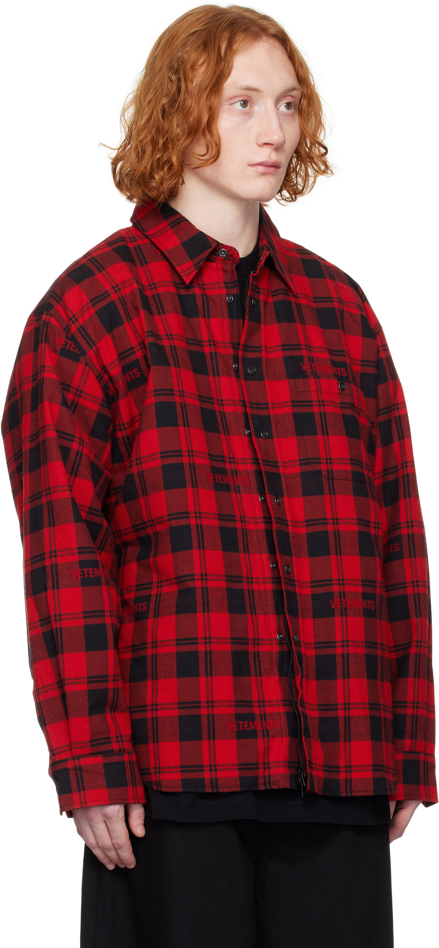 Skjorte VETEMENTS Vetements Padded Flannel Overshirt Rød | UA66SH460R, 1