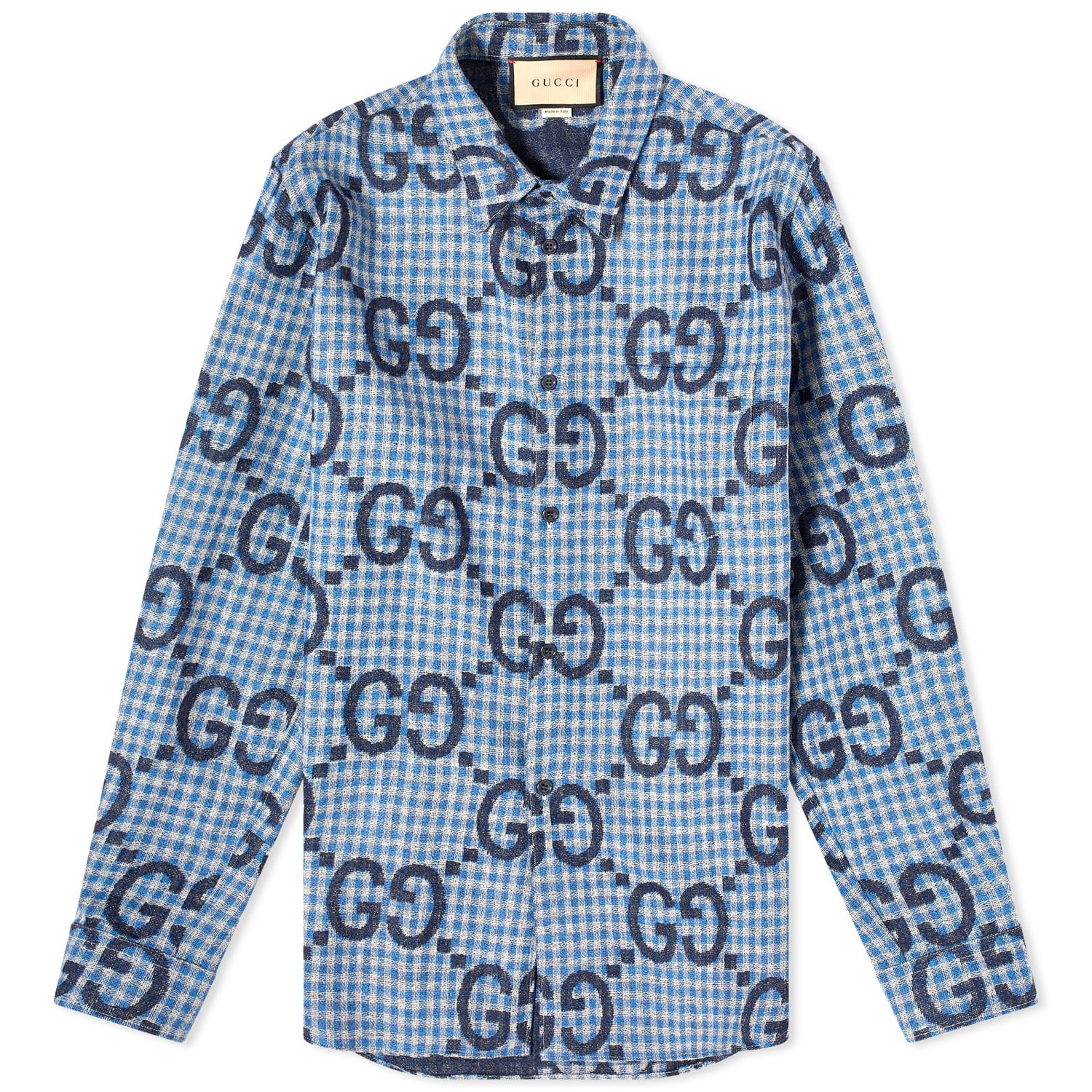 Skjorte Gucci Jumbo GG Check Shirt Blå | 770438-ZAOBM-4061, 0
