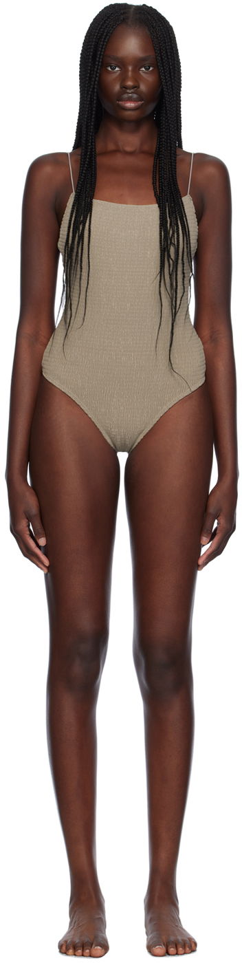 Badetøj TOTEME TOTEME Women's Smocked One-Piece Swimsuit Grøn | 241-WSW1080-FB0130, 0