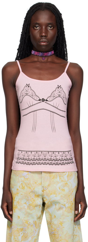 Tanktop Anna Sui Anna Sui Lace-Print Tank Top Lyserød | T623C20, 0