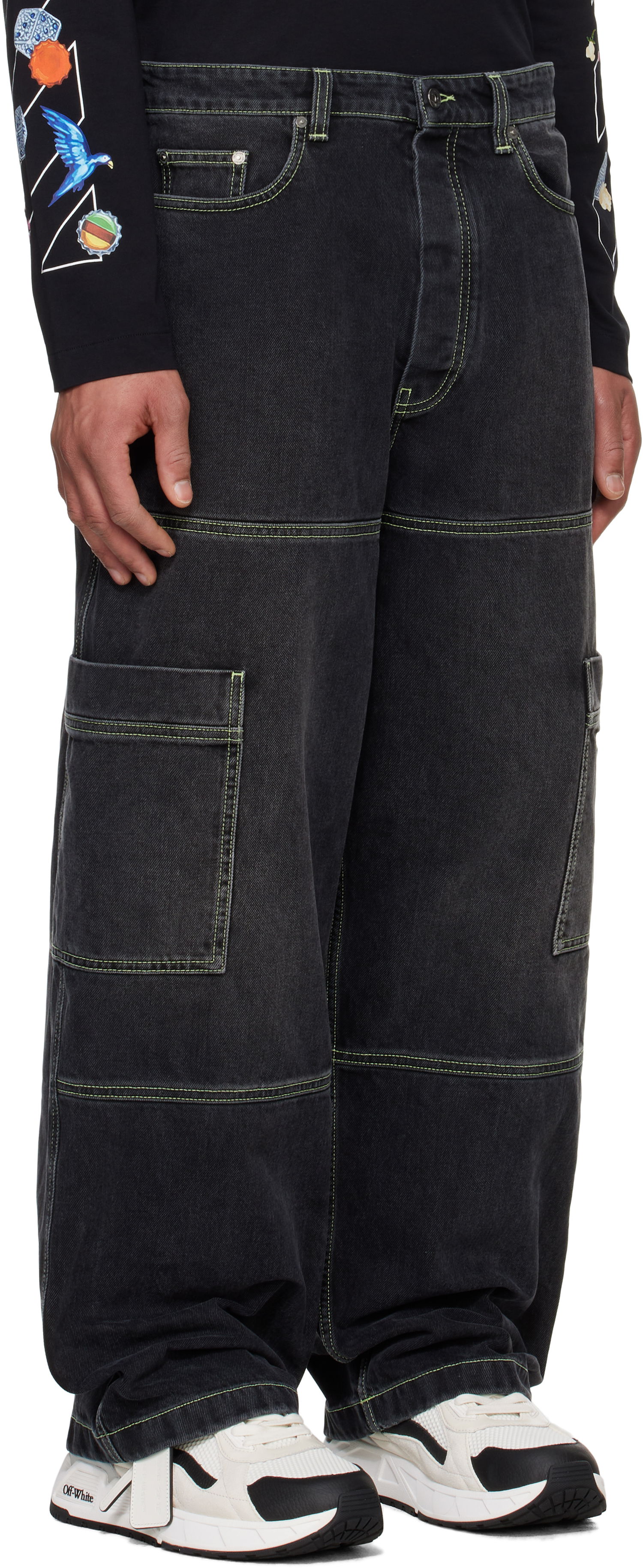 Jeans Off-White Off-White Irregular Denim Cargo Pants Sort | OMYA18QS25DEN0021350, 1