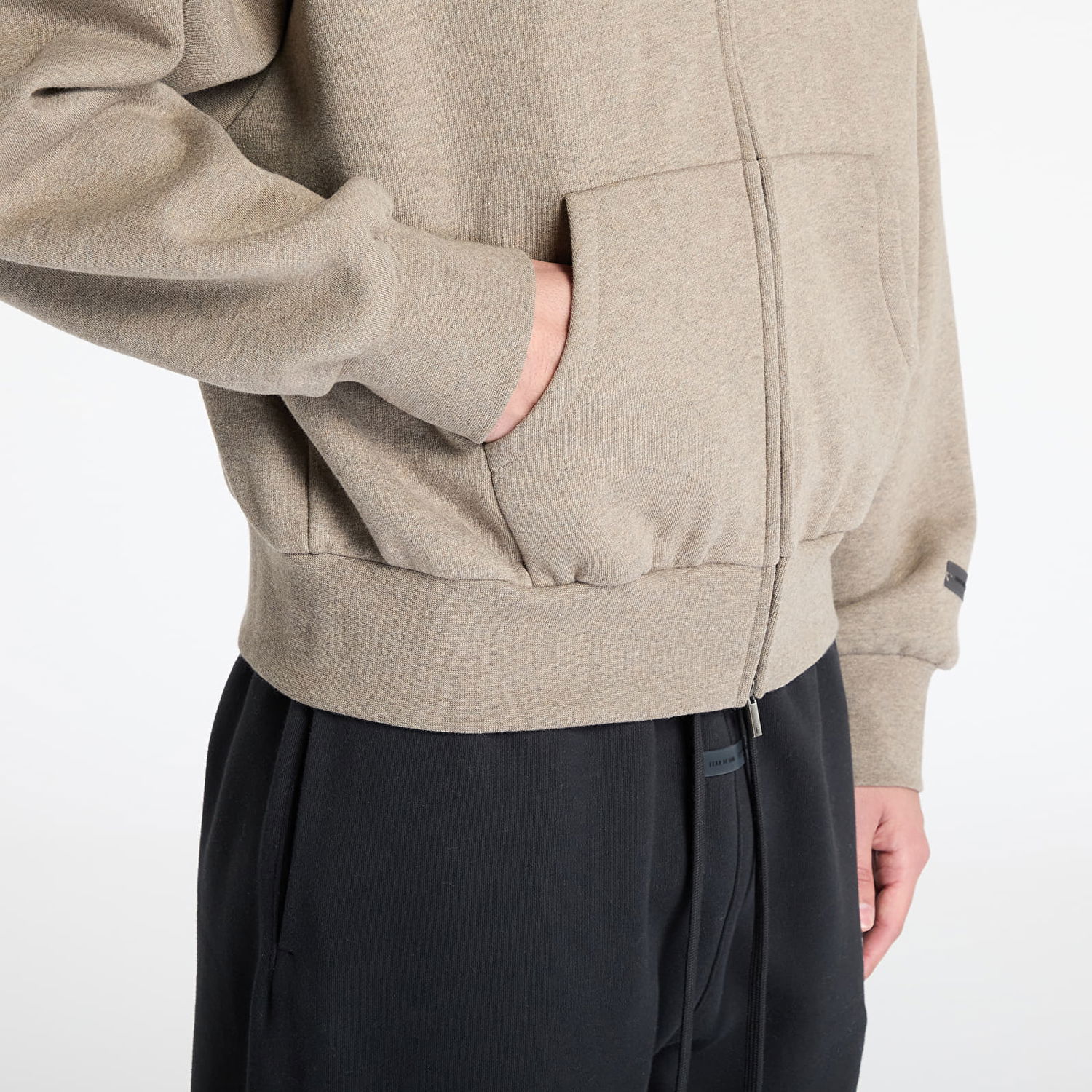 Sweatshirt Fear of God Fear of God Essentials Classic Fit Fleece Zip Up Hoodie Beige | 192AS254781F-985, 1