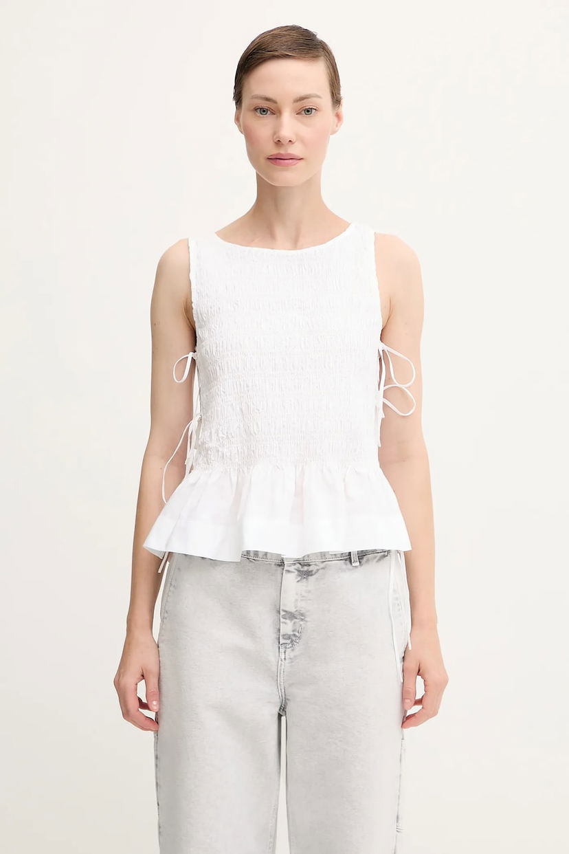Tanktop GANNI GANNI Cotton Poplin Smock Tie String Top Hvid | W0886