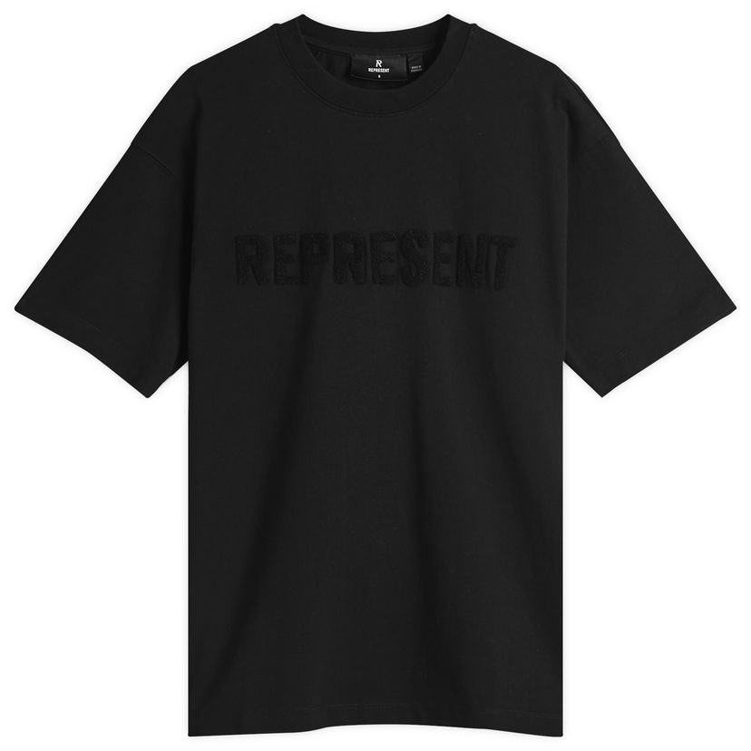 T-shirt Represent Clo Boyfriend T-Shirt with Textured Logo Sort | OCW41389-01