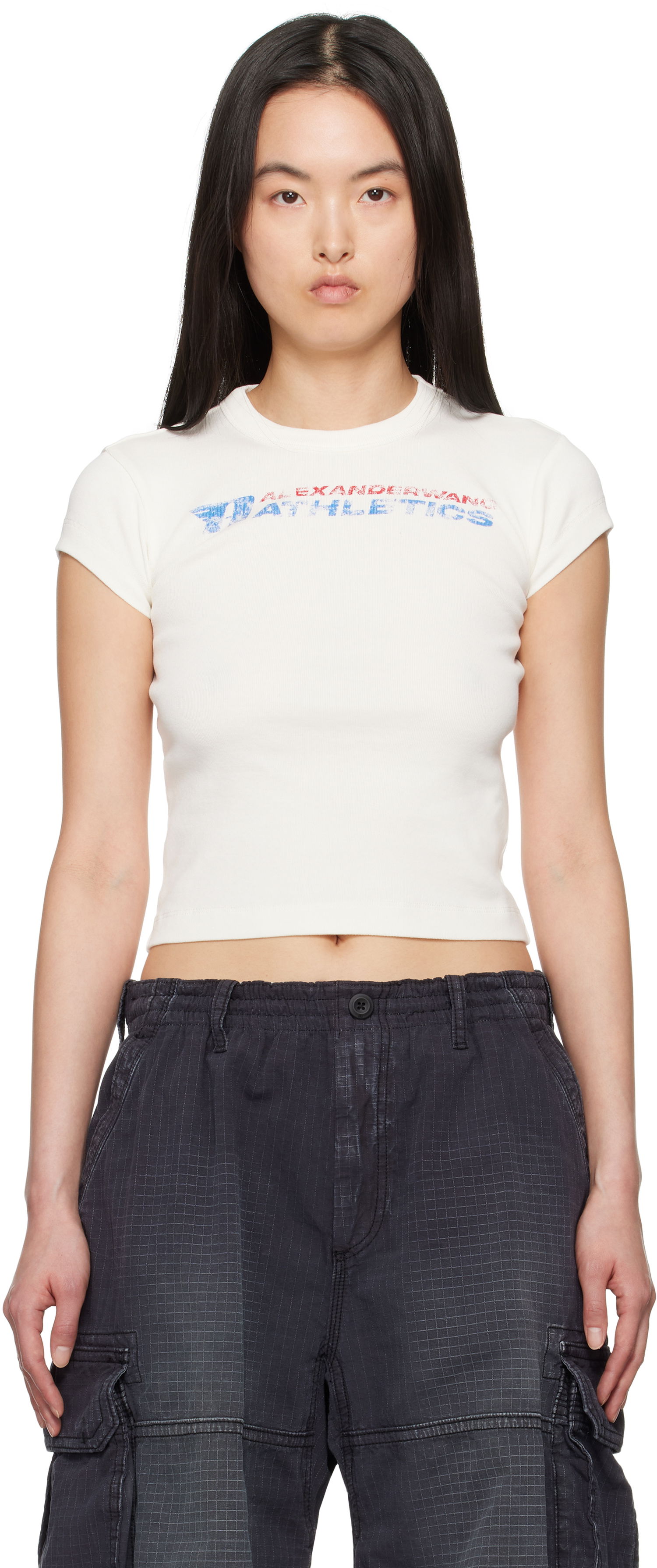Crop top Alexander Wang Alexander Wang.t Distressed Logo T-Shirt Hvid | 4CC2251824, 0
