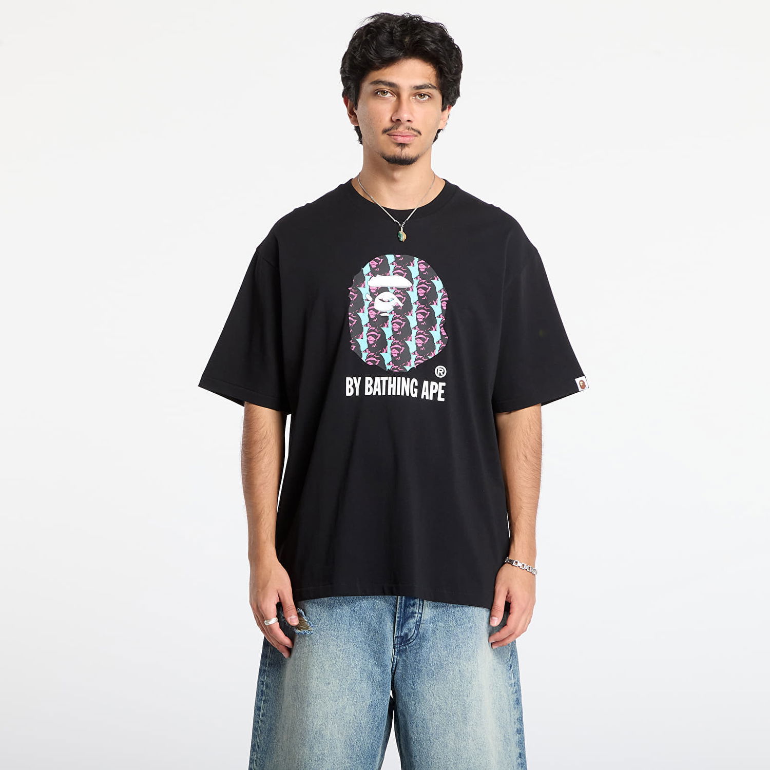 T-shirt BAPE Ape Head Pattern Relaxed Fit T-Shirt Sort | 001TEL801309MBLK, 0