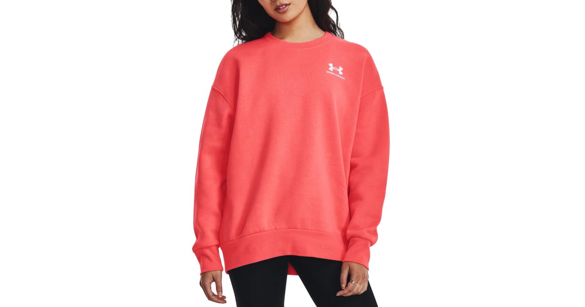 Sweatshirt Under Armour UA Essential Fleece Oversized Crew Rød | 1379475-690, 1