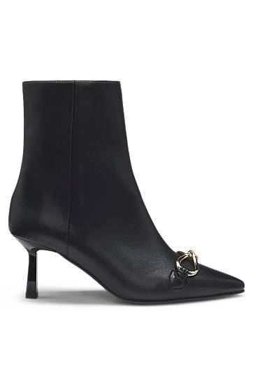 Sneakers og sko BOSS Faux-leather boots with hardware trim and 7cm heel Sort | 50552728, 1