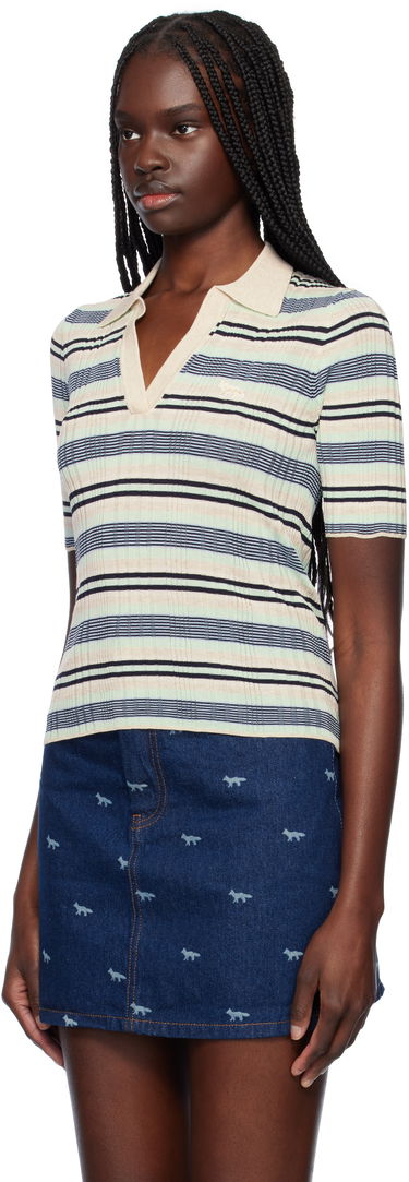 Polo skjorte MAISON KITSUNÉ Maison Kitsuné Fine Rib Striped Polo Flerfarvet | OW00203KT1122, 3