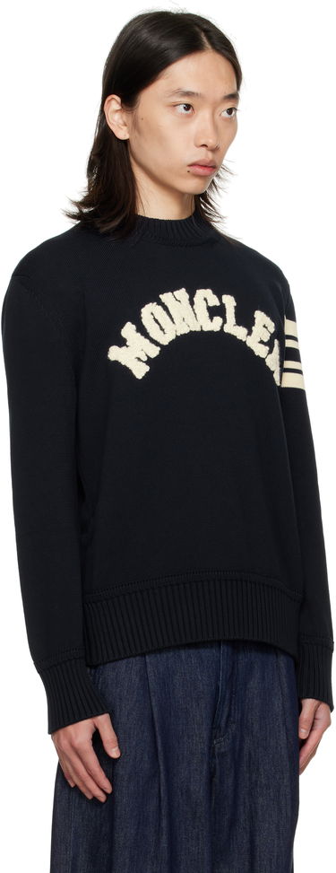 Sweater Moncler Crewneck Sweater with Logo Sort | K20919C00009M1367, 1