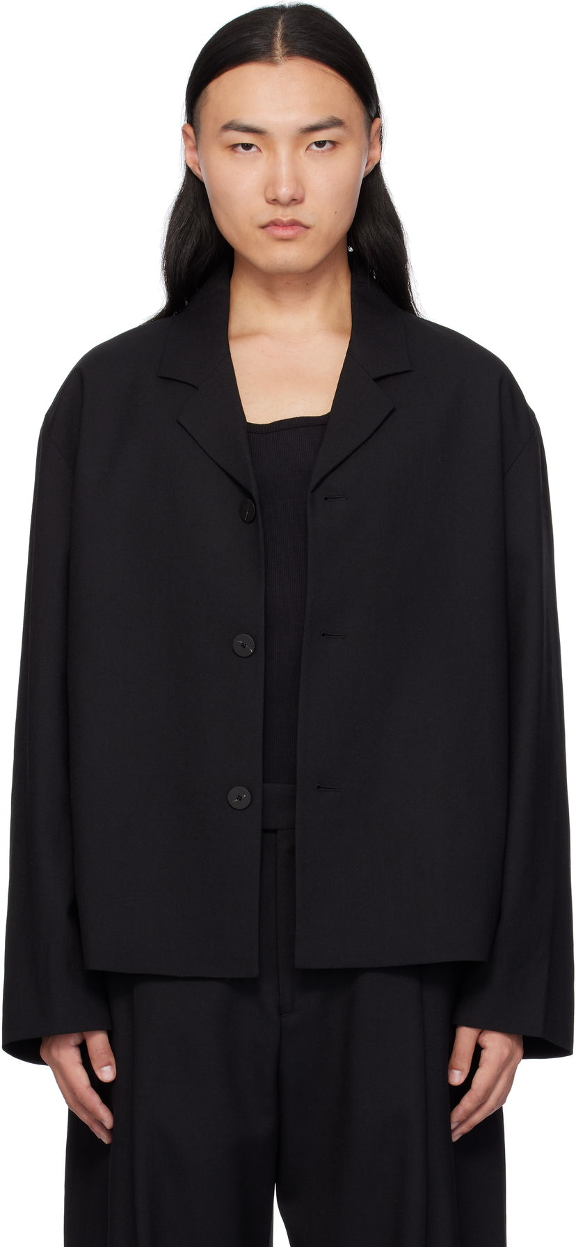 Jakke Studio Nicholson Studio Nicholson Ferro Wool Jacket Sort | FERRO SNM - 1269