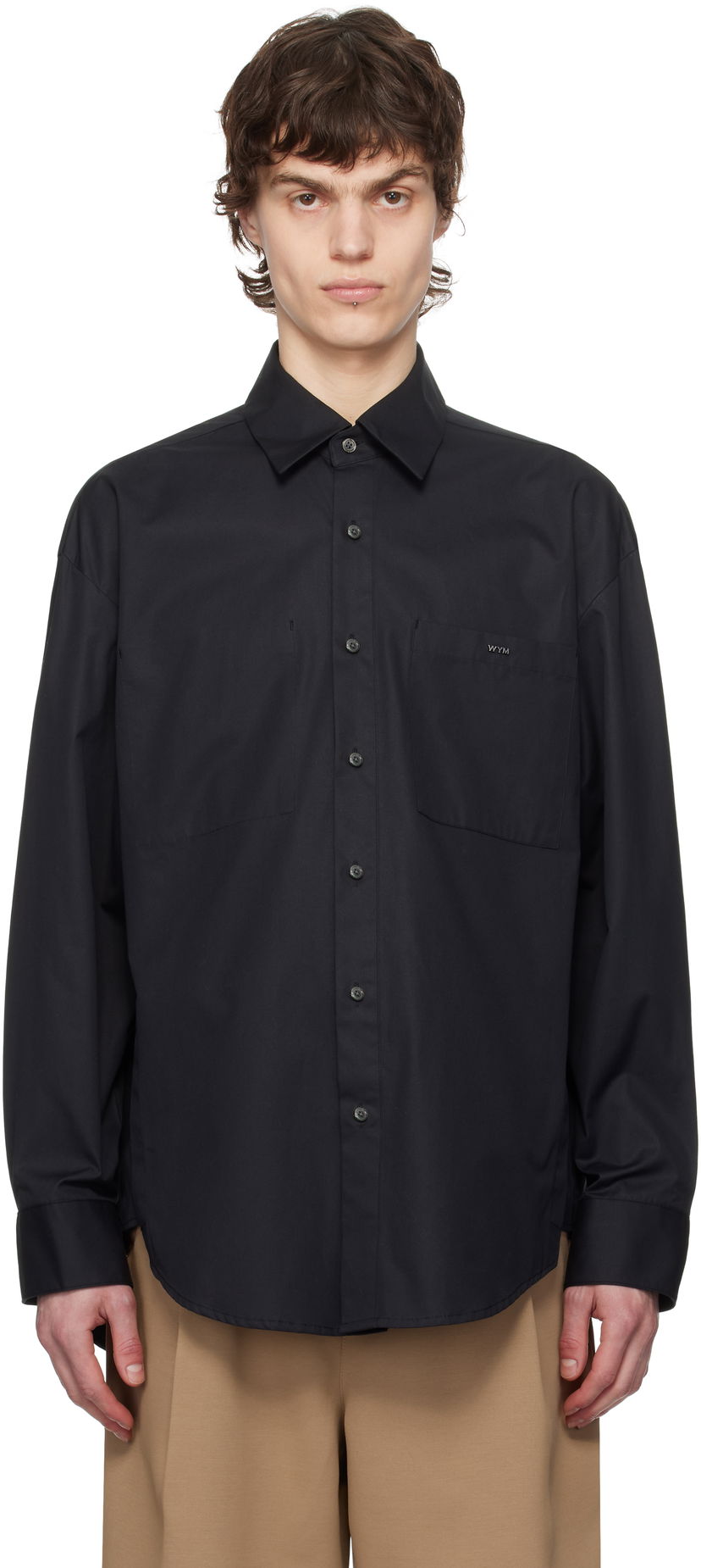 Skjorte WOOYOUNGMI WOOYOUNGMI Cotton Back Logo Shirt Sort | W251SH07