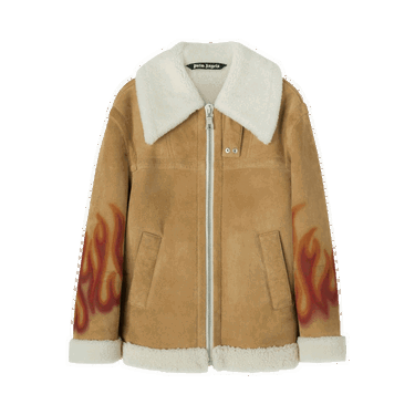 Jakke Palm Angels Burning Sherling Jacket Beige | PMJA012F22LEA0011725, 0