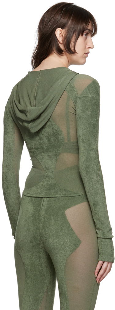 Sweatshirt Dion Lee Paneled Zip-Up Hoodie Grøn | C7075P22, 2