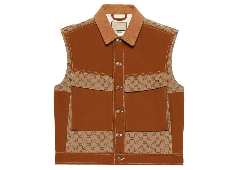Vest Gucci Cotton Canvas GG Supreme Gilet Brown Brun | 729908 XDCEY 2002