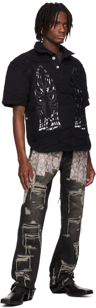 Jeans Who Decides War Who Decides War Patch Arch Distressed Denim Jeans Sort | 1120960017SS25, 3