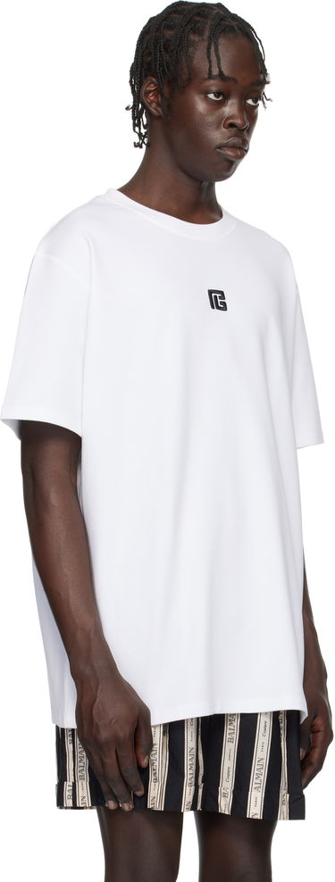 T-shirt Balmain 'PB' Embroidered T-Shirt Hvid | EH1EG010BC87, 1