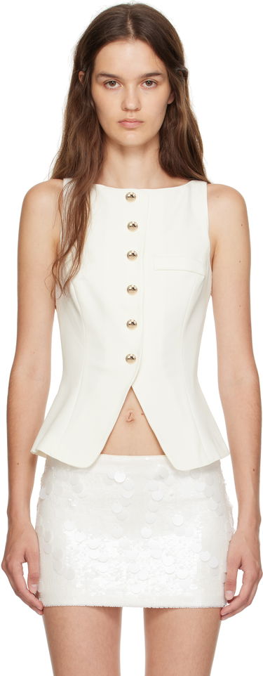 Vest GUIZIO Guizio Troyes Sleeveless Peplum Top Hvid | P25107W142, 0