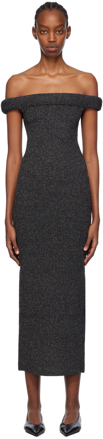 Kjole TOTEME TOTEME Off-The-Shoulder Midi Dress Grå | 241-WRD1179-YA0031