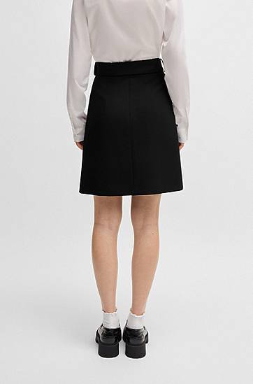 Nederdel BOSS Mini Skirt with Belt and Wrap-Style Front Sort | 50545768, 1