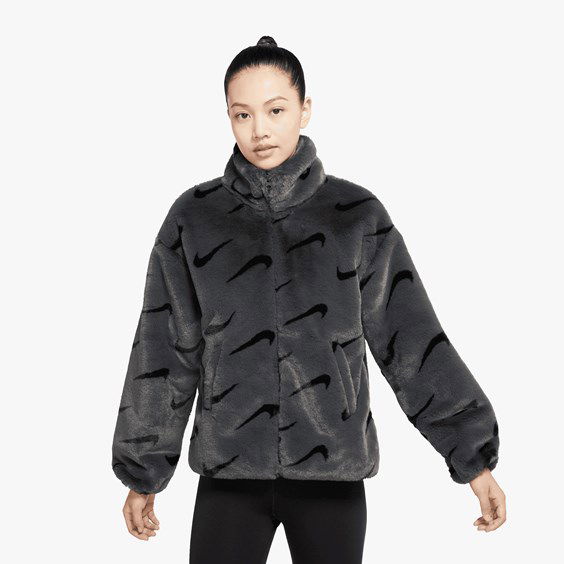 Jakke Nike Plush Jacket Sort | DQ6842-070, 1