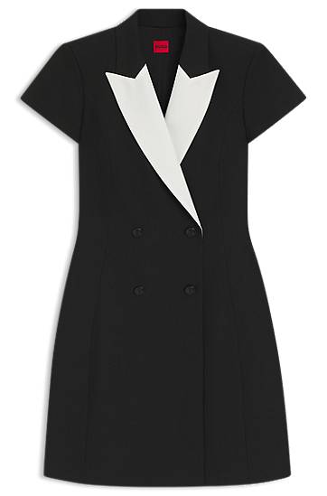 Kjole BOSS Contrast-Lapel Blazer Dress Sort | 50544765