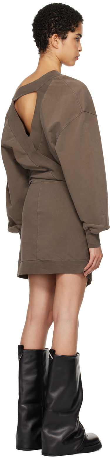 Kjole The Attico Attico Off-Shoulder Draped Sweater Mini Dress Brun | 250WCA00397 JJF006AA, 2