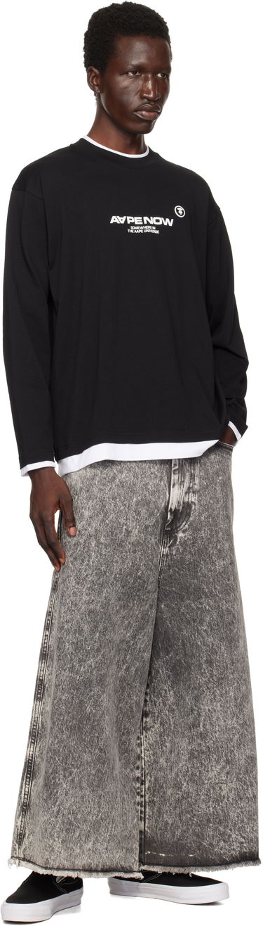 T-shirt AAPE by A Bathing Ape AAPE by A Bathing Ape 'AAPE Now' Layered Long Sleeve T-Shirt Sort | AAPLTM1543XXNBKX, 3