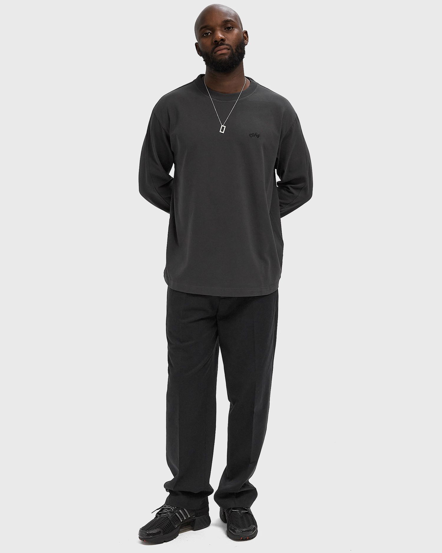 T-shirt ØLÅF Long Sleeve Signature T-Shirt Sort | M220110-CHARCOAL, 1