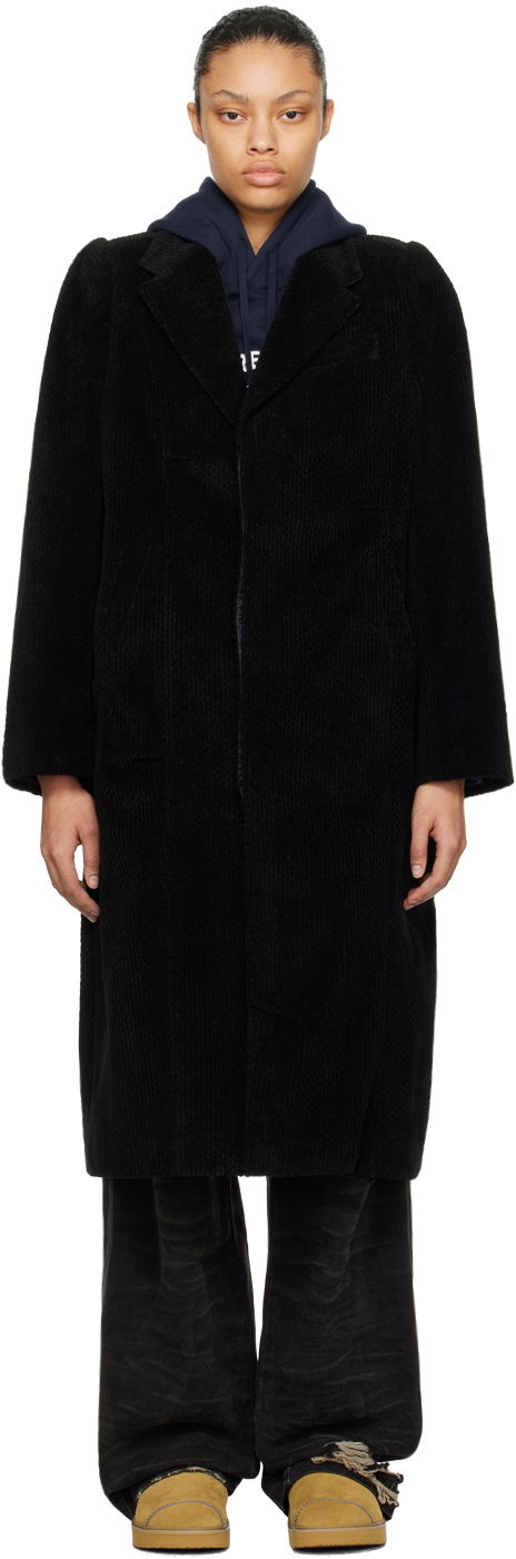 Frakker ADER ERROR Single-Breasted Long Corduroy Coat Sort | BMADFWCT0103BK