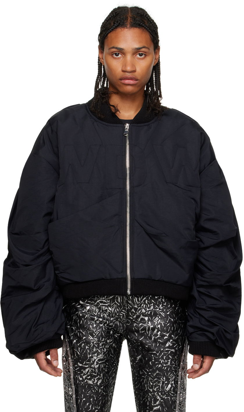 Bomberjakke Who Decides War Draped Bomber Jacket Sort | AW23-JKT-001, 0