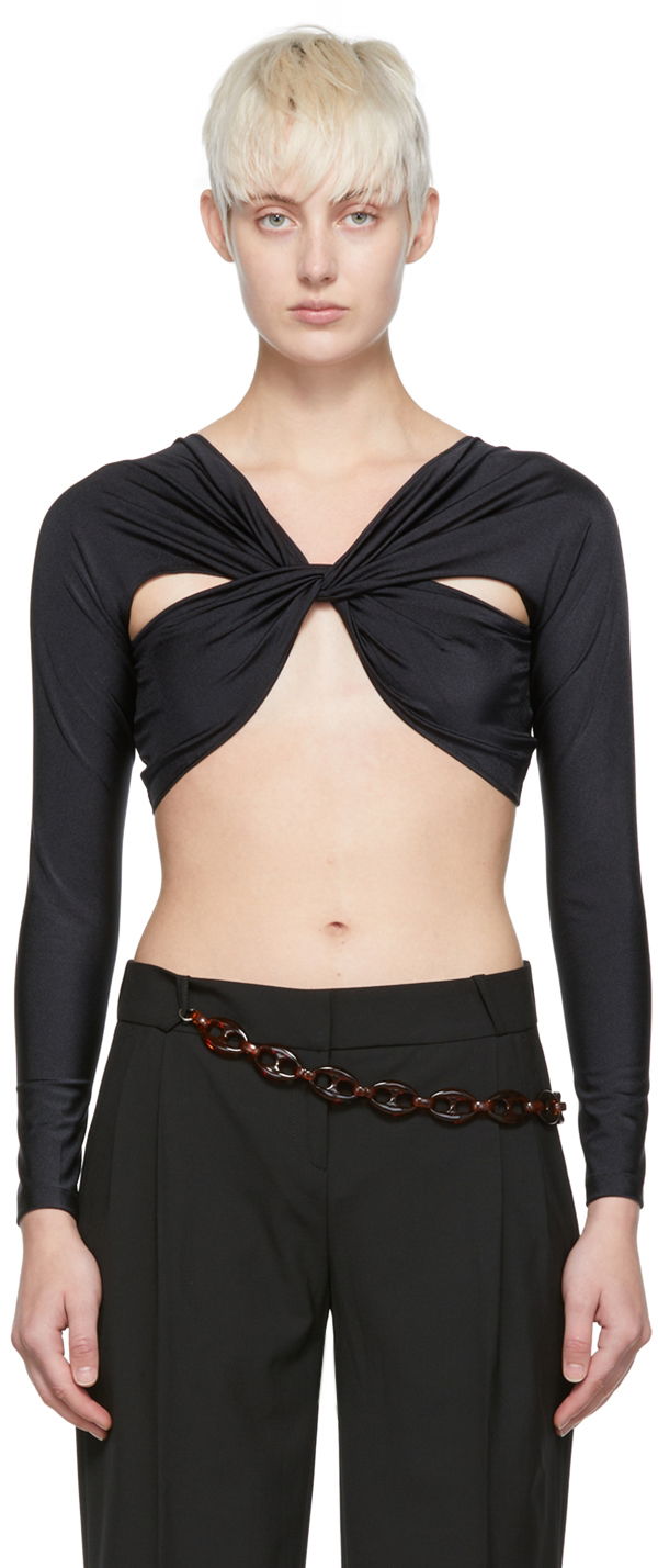 Crop top Coperni Coperni Twist Nylon Crop Top Sort | COPS22JS38545