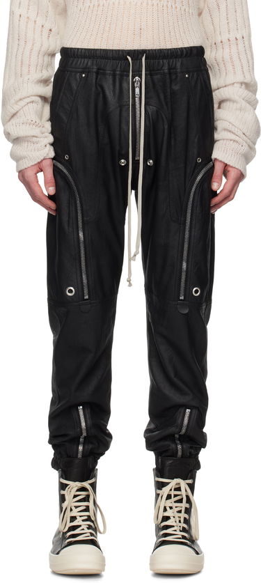 Cargo bukser Rick Owens Rick Owens Hollywood Bauhaus Leather Cargo Pants Sort | RU01E5377 LBA, 0