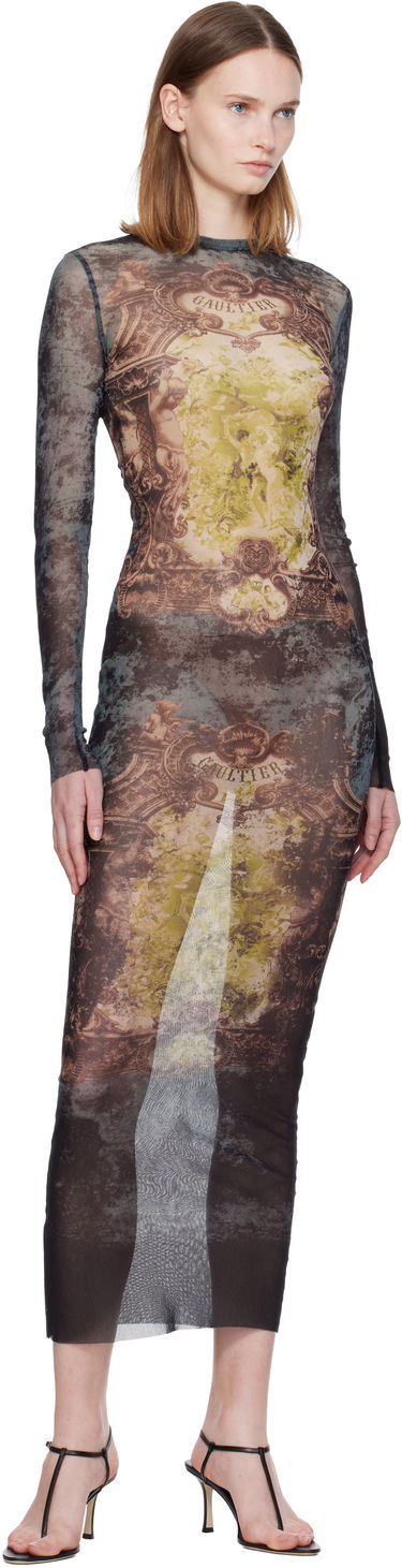 Kjole Jean Paul Gaultier The Long Médaillon Sheer Mesh Printed Maxi Dress Flerfarvet | 25/04-W-DR023-M006P-005740, 3