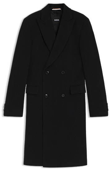 Frakker BOSS Double-breasted coat in an alpaca blend Sort | 50551135, 0