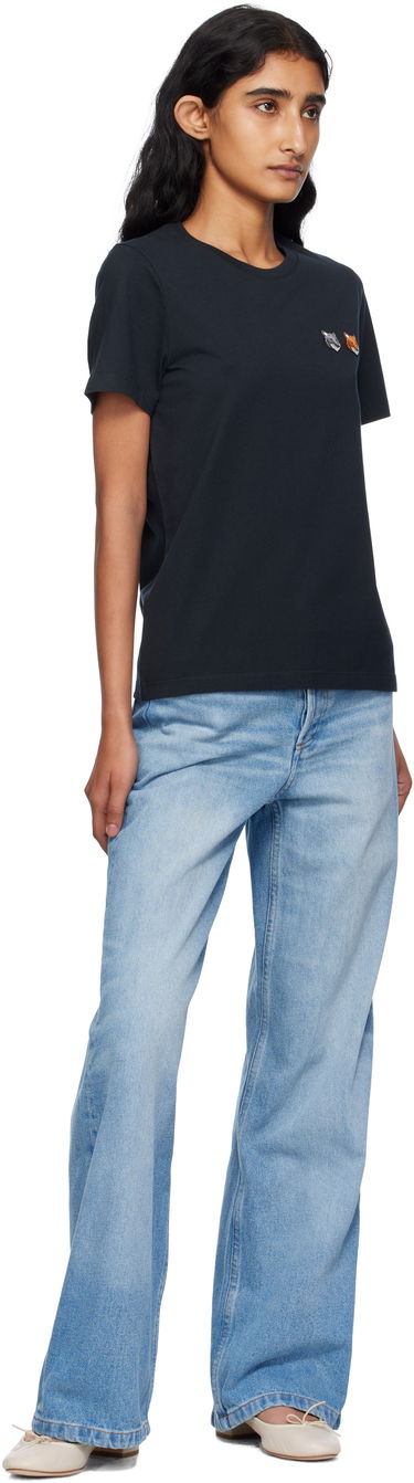 T-shirt MAISON KITSUNÉ Maison Kitsuné Double Fox Head T-Shirt Sort | OW011CFKJ0008, 3