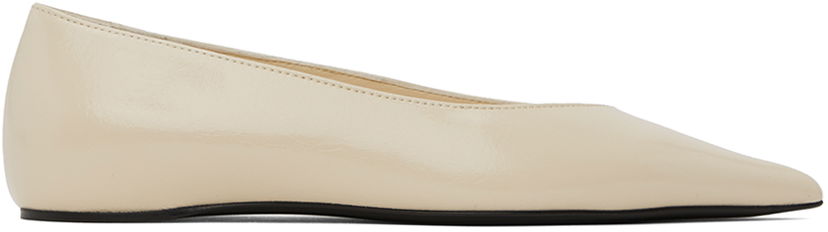 Tøj TOTEME TOTEME Asymmetric Ballerina Flats Beige | 241-WAS990-LE0046