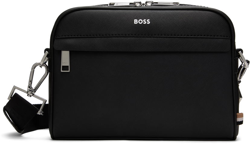 Skuldertaske BOSS Saffiano Leather Reporter Bag Sort | 50548279