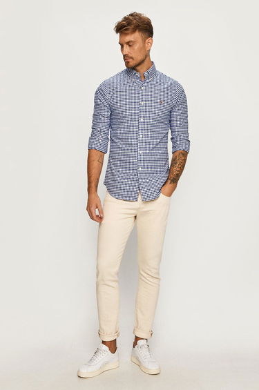 Skjorte Polo by Ralph Lauren Custom-Fit Oxford Checked Shirt Blå | 710549084010, 2